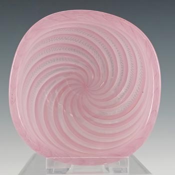 Venini Murano Pink & White Glass Zanfirico Bowl by Carlo Scarpa