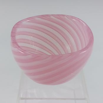 Venini Murano Pink & White Glass Zanfirico Bowl by Carlo Scarpa