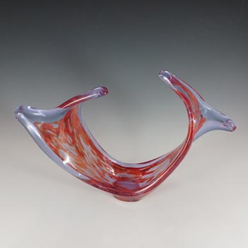 Viartec Murano Style Red Spanish Glass Horn Sculpture Bowl