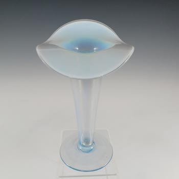 Victorian Blue & Opalescent White Glass Jack-in-the-Pulpit Vase