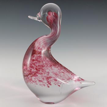 MARKED Wedgwood Speckled Pink Glass Duck RSW232