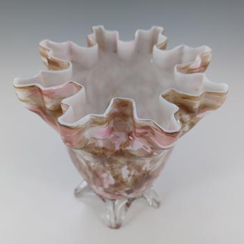 Welz Czech Pink & Brown Spatter Glass Snowflake Vase