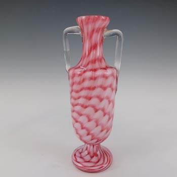 Czech / Bohemian Pink & White Candy Cane Glass Vase