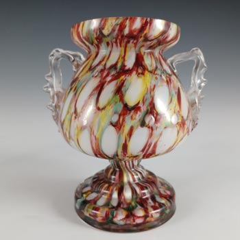 Welz Czech Honeycomb Spatter Glass Trophy Vase