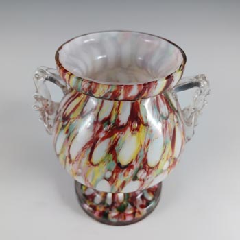 Welz Czech Honeycomb Spatter Glass Trophy Vase