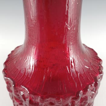 Whitefriars #9818 Baxter Ruby Red Glass Textured Mallet Vase