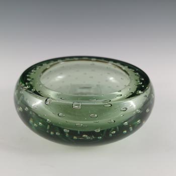 Whitefriars #9099 Sea Green Glass Controlled Bubble 4.25" Bowl