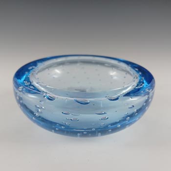 Whitefriars #9099 Sapphire Blue Glass Controlled Bubble 5" Bowl