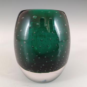 Whitefriars #9506 Cased Green Glass Ovoid Bubble Vase