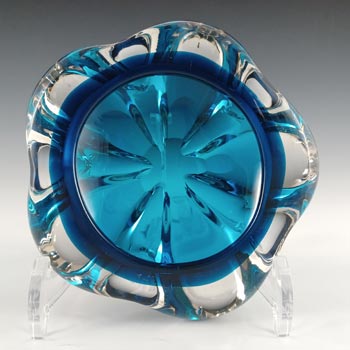 Whitefriars #9625 Kingfisher Blue Glass Lobed Bowl / Ashtray
