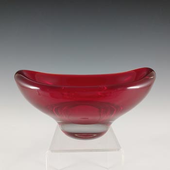 Whitefriars #9515 Ruby Red Glass Oval Bowl