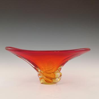 Arte Nuova Pustetto & Zanetti Murano Red & Amber Sommerso Glass Sculpture