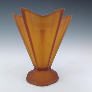 Bagley #8833 Art Deco Vintage Amber Glass Vase