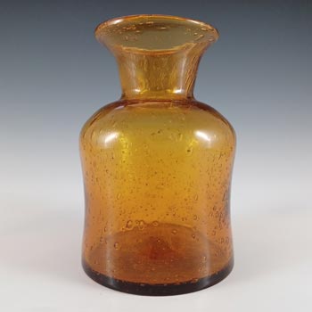 SIGNED Kosta Boda Bubbly Amber Glass Vase Erik Hoglund #H832