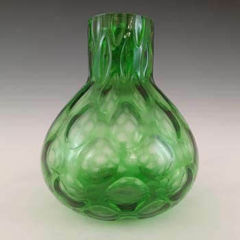 Borske Sklo Green Glass Optical 'Olives' Retro Vase