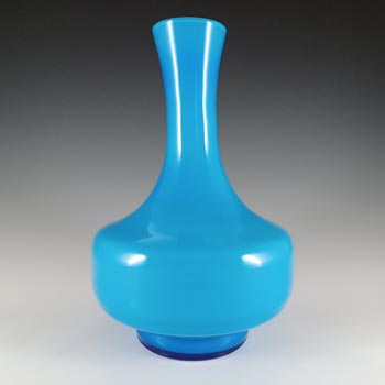 Scandinavian Style Large Blue Opal Cased Glass Vase