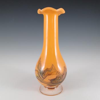 Chinese 'Snowflakes / Lotus Flower' Orange Vase by Dalian Glass Co