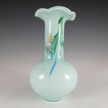 (image for) Chinese 'Snowflakes / Lotus Flower' Blue Vase by Dalian Glass Co