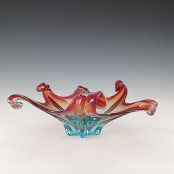 (image for) Cristallo Venezia CCC Murano Red & Blue Cased Glass Organic Bowl