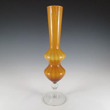 (image for) Empoli Vintage Italian Amber Retro Cased Glass Vase