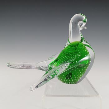 (image for) LABELLED Gränna Glashytta Swedish Green Glass Bird Sculpture