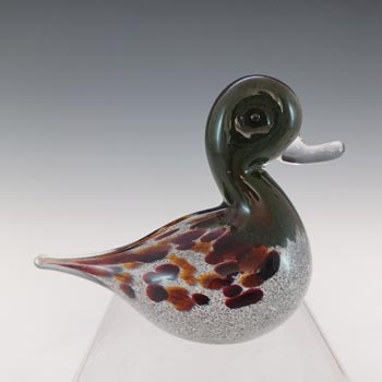 SIGNED & MARKED Langham Speckled Brown Glass Duck Sculpture