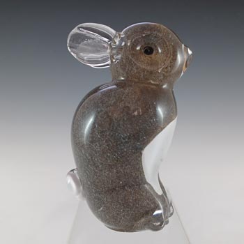 MARKED Langham British Vintage Grey & White Glass Rabbit