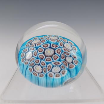 (image for) Fratelli Toso? Murano Red, Blue & White Millefiori Glass Paperweight