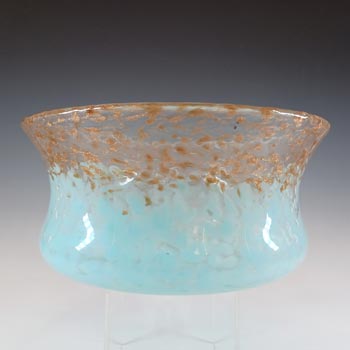(image for) LABELLED Monart DB.VII Blue & Copper Aventurine Vintage Glass Bowl