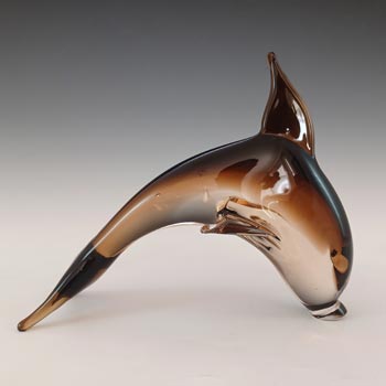 V. Nason & Co Murano Brown Glass Dolphin Sculpture