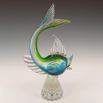 (image for) Murano Retro Green & Blue Venetian Glass Fish Sculpture