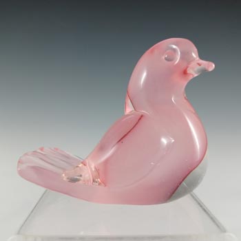 LABELLED Oball Murano Pink Cased Glass Bird Sculpture