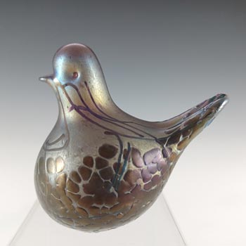 (image for) SIGNED Phoenician Glass Purple Iridescent Bird Sculpture