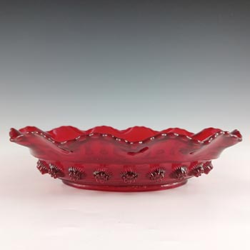 (image for) Davidson #269 Art Deco Red Glass 'Blackberry Prunt' Bowl
