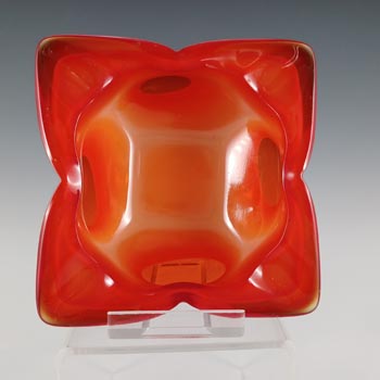MARKED Sasaki Japanese Orange Cased Glass Bowl / Ashtray