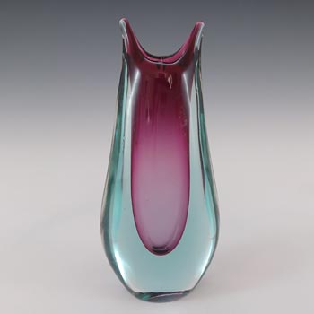 Murano Pink & Blue Sommerso Glass Vintage Vase