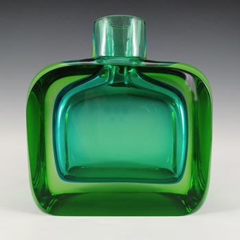 Murano Sommerso Vintage Turquoise & Green Glass Bottle Vase