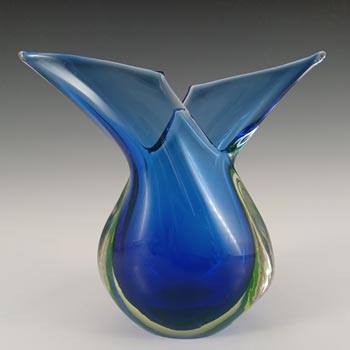 (image for) Murano Blue & Uranium Green Sommerso Glass Venetian Vase