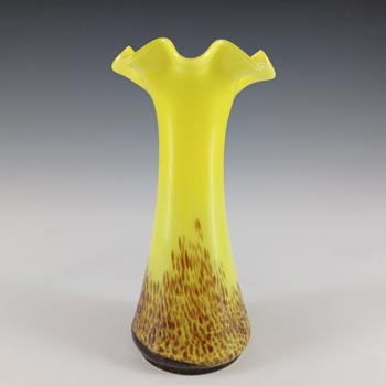 Czech Yellow & Brown Spatter / Splatter Glass Vase