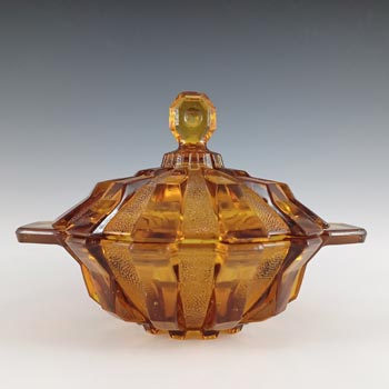 (image for) Stölzle Czech Art Deco 1930's Amber Glass Trinket Bowl