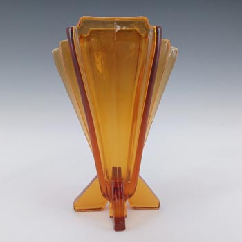 (image for) Stölzle #19249 Czech Art Deco Vintage Amber Glass Vase