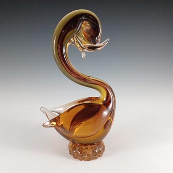 (image for) Murano / Venetian Brown & Amber Sommerso Glass Duck Figurine