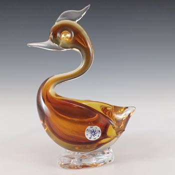 (image for) SVCC Vetri d'Arte Murano Amber Glass Swan Sculpture - Labelled