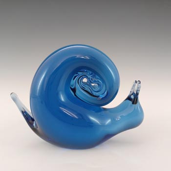 MARKED Wedgwood Blue Glass Snail Paperweight RSW268