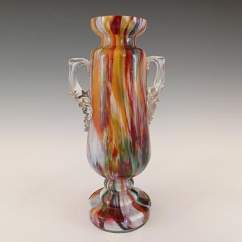 Welz Czech / Bohemian Cadmium Spatter Glass Trophy Vase