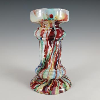 (image for) Welz Czech Multicoloured Spatter Glass Candlestick / Vase