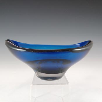 Whitefriars #9515 Cased Blue Glass Vintage Oval Bowl