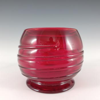 (image for) Whitefriars #9366 Vintage Ruby Red Glass Ribbon Trail Bowl