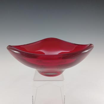 (image for) Whitefriars #9516 Ruby Red Glass Three Sided Bowl