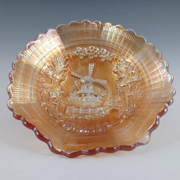 (image for) Imperial 'Windmill' Marigold Iridescent Carnival Glass Bowl
